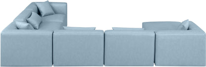 Crescent Light Blue Faux Leather Modular Sectional Sec7A