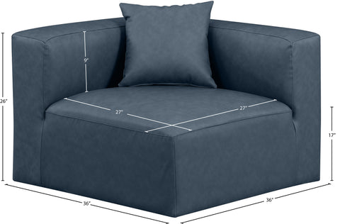 Crescent Navy Blue Faux Leather Corner Chair Corner