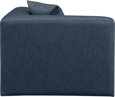 Crescent Navy Blue Faux Leather Corner Chair Corner
