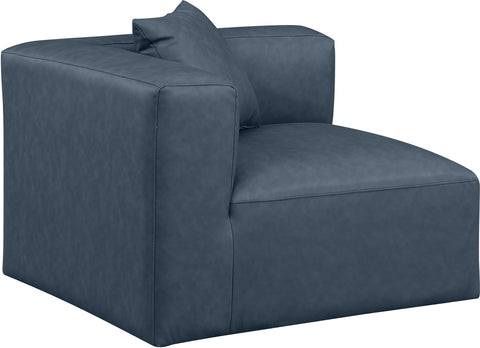 Crescent Navy Blue Faux Leather Corner Chair Corner