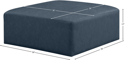 Crescent Navy Blue Faux Leather Ottoman Ott