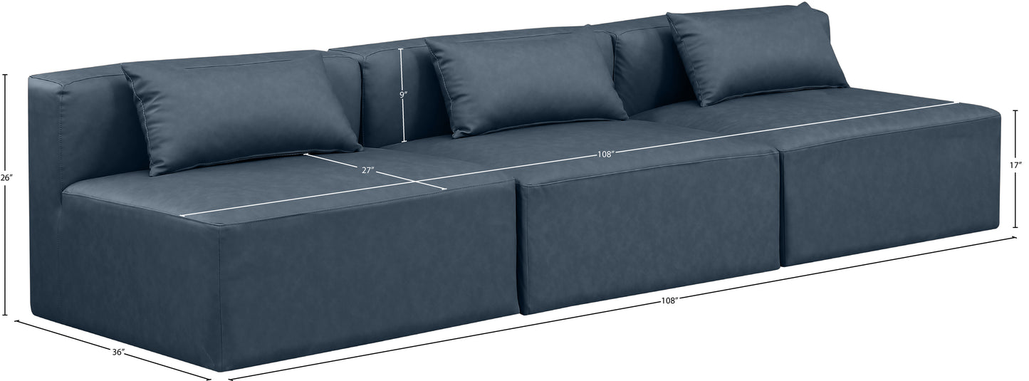 crescent navy blue faux leather modular sofa s108a