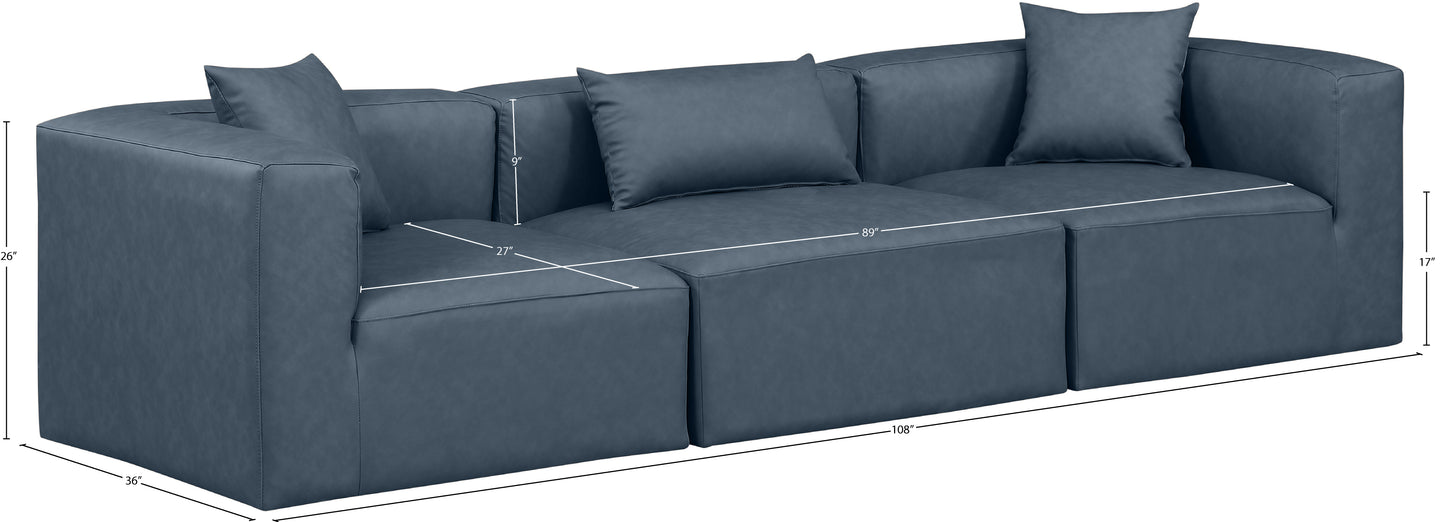 crescent navy blue faux leather modular sofa s108b