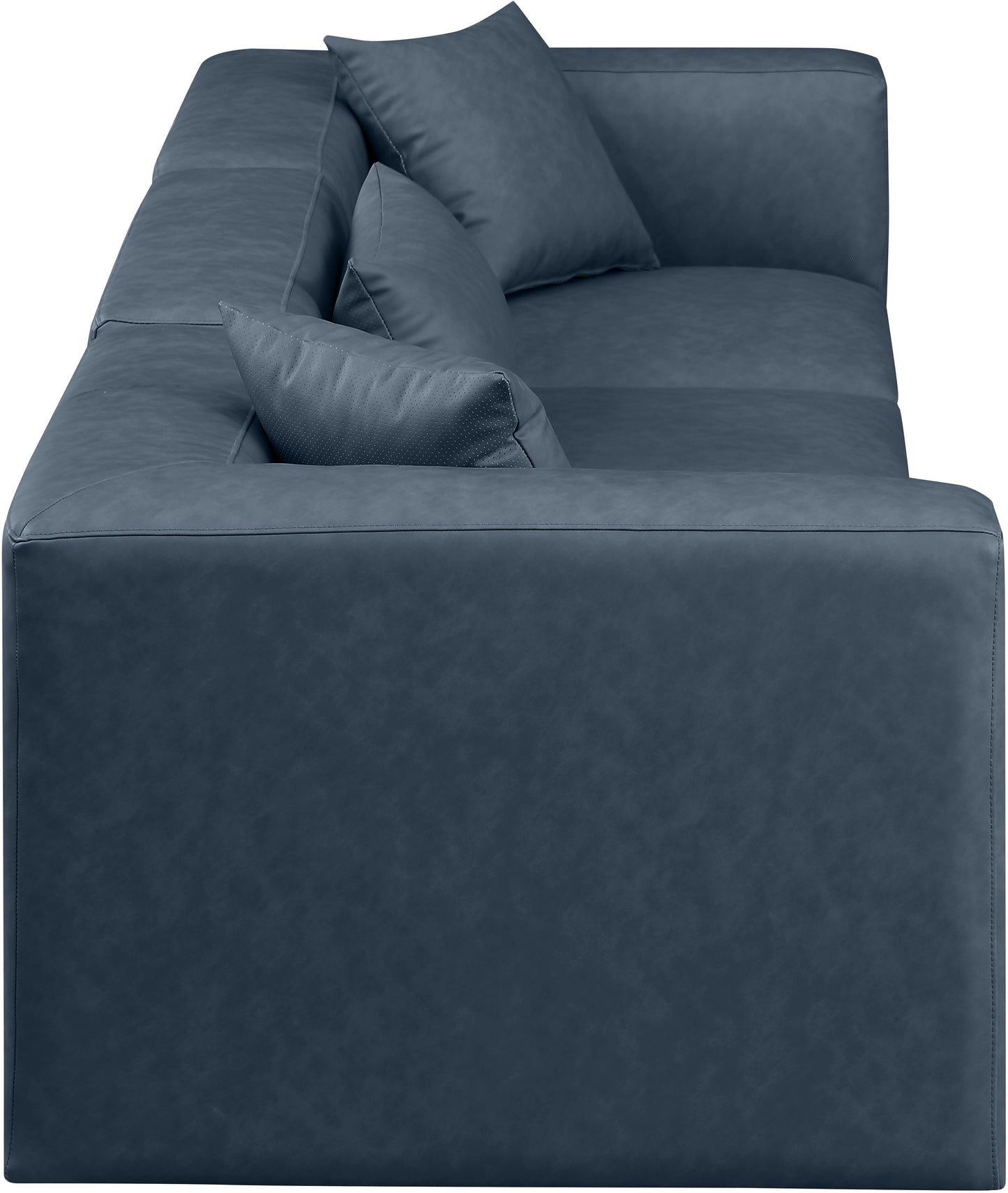 crescent navy blue faux leather modular sofa s108b