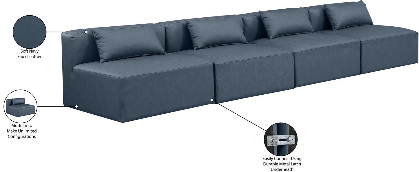 crescent navy blue faux leather modular sofa s144a