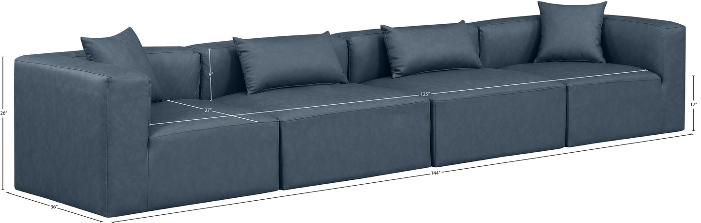 crescent navy blue faux leather modular sofa s144b