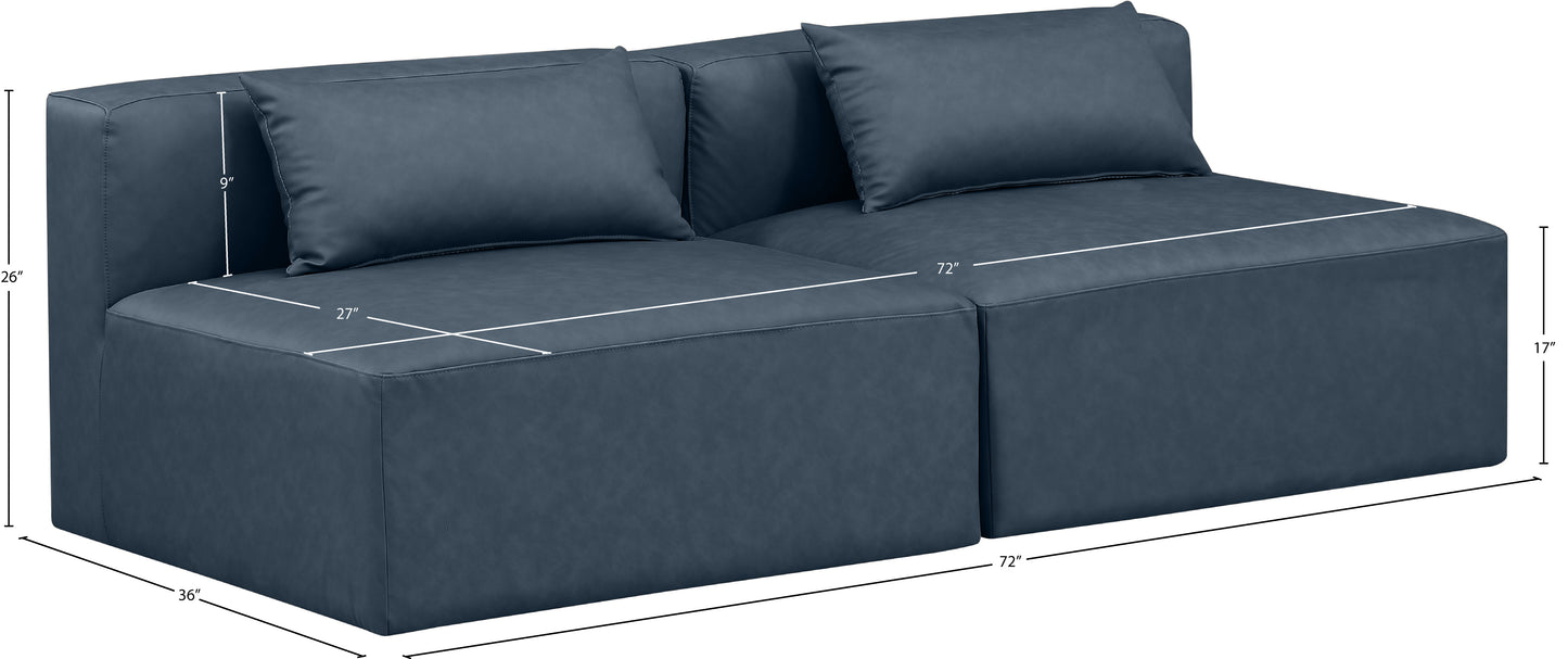 crescent navy blue faux leather modular sofa s72a