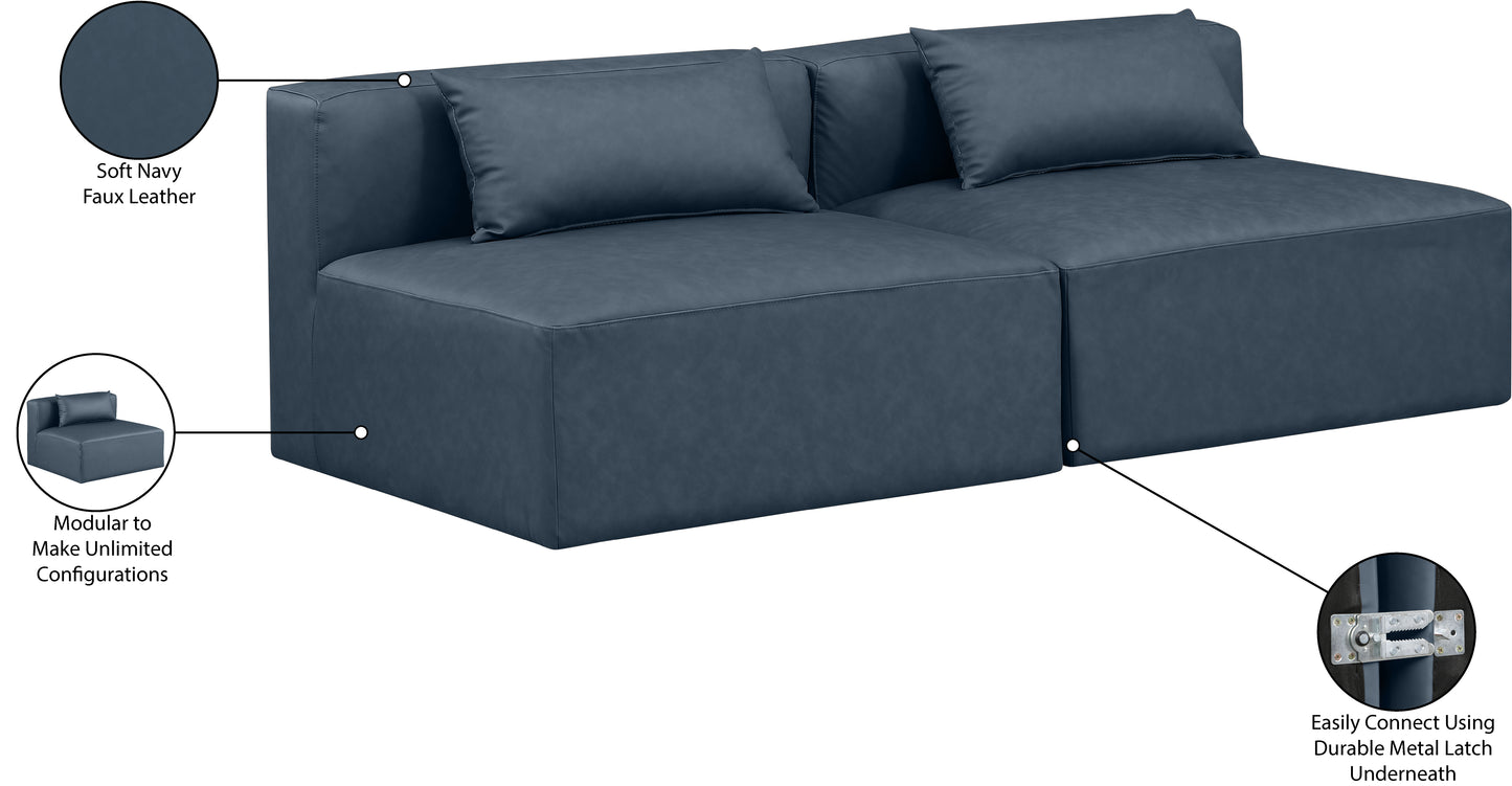 crescent navy blue faux leather modular sofa s72a