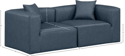 Crescent Navy Blue Faux Leather Modular Sofa S72B