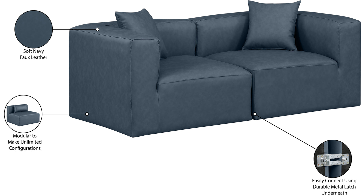 crescent navy blue faux leather modular sofa s72b