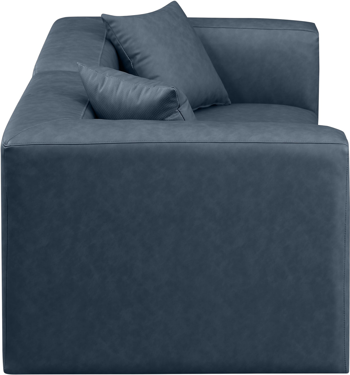 crescent navy blue faux leather modular sofa s72b