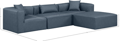 Crescent Navy Blue Faux Leather Modular Sectional Sec4A