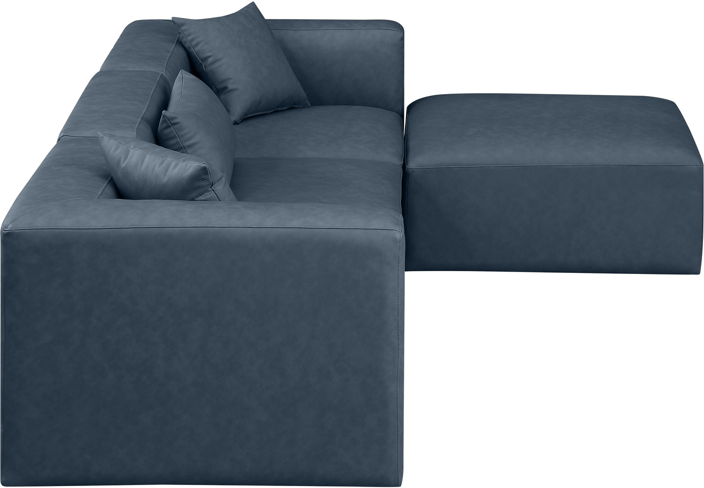 crescent navy blue faux leather modular sectional sec4a