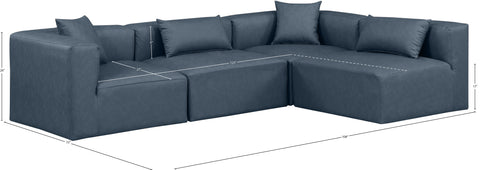Crescent Navy Blue Faux Leather Modular Sectional Sec4B