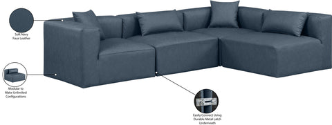 Crescent Navy Blue Faux Leather Modular Sectional Sec4B