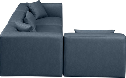 Crescent Navy Blue Faux Leather Modular Sectional Sec4B