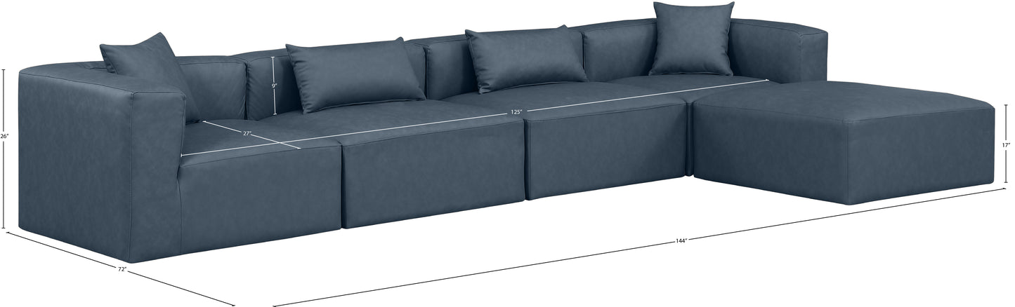 crescent navy blue faux leather modular sectional sec5a