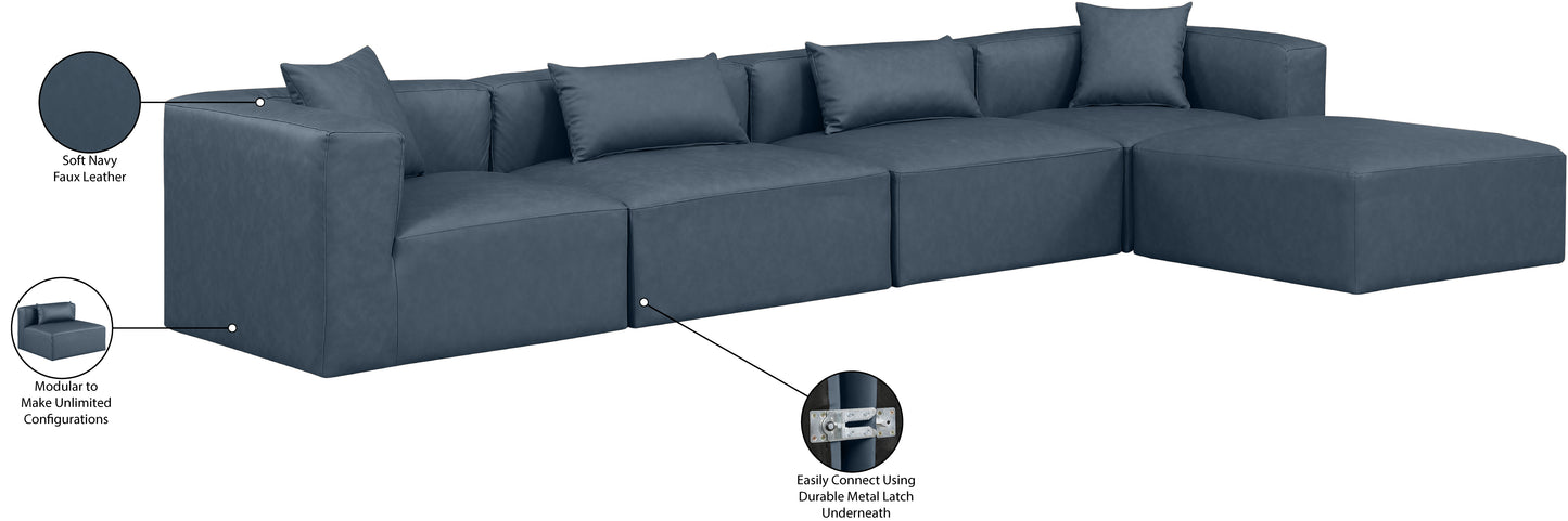 crescent navy blue faux leather modular sectional sec5a