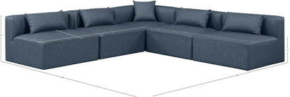 Crescent Navy Blue Faux Leather Modular Sectional Sec5B
