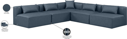 Crescent Navy Blue Faux Leather Modular Sectional Sec5B