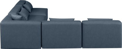 Crescent Navy Blue Faux Leather Modular Sectional Sec5B