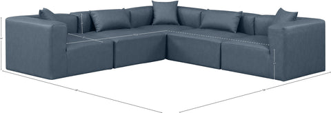 Crescent Navy Blue Faux Leather Modular Sectional Sec5C