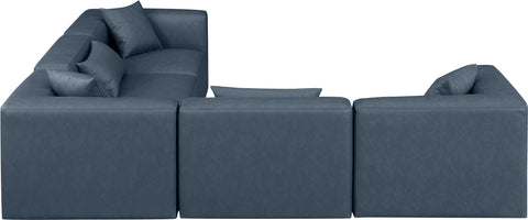 Crescent Navy Blue Faux Leather Modular Sectional Sec5C