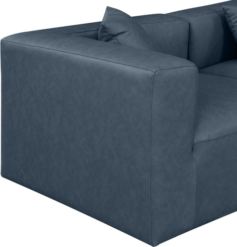 Crescent Navy Blue Faux Leather Modular Sectional Sec5C