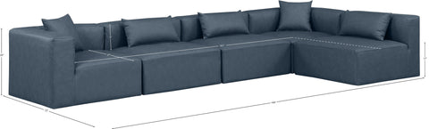 Crescent Navy Blue Faux Leather Modular Sectional Sec5D