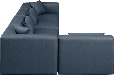 Crescent Navy Blue Faux Leather Modular Sectional Sec5D