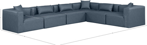 Crescent Navy Blue Faux Leather Modular Sectional Sec6A