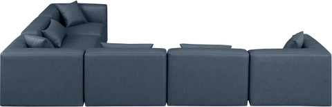 Crescent Navy Blue Faux Leather Modular Sectional Sec6A