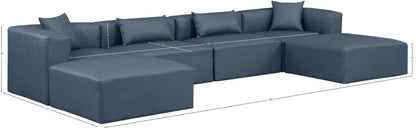 Crescent Navy Blue Faux Leather Modular Sectional Sec6B