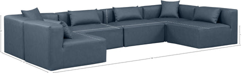 Crescent Navy Blue Faux Leather Modular Sectional Sec6D