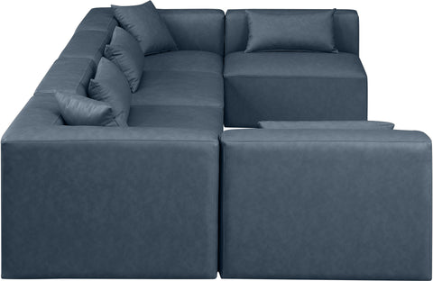 Crescent Navy Blue Faux Leather Modular Sectional Sec6D