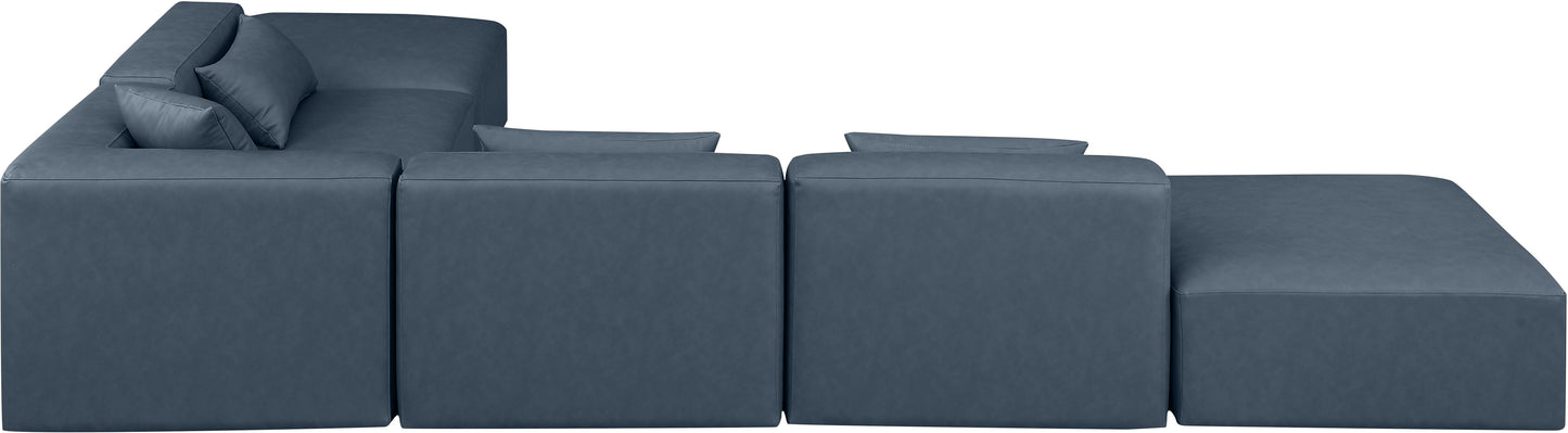 crescent navy blue faux leather modular sectional sec6e