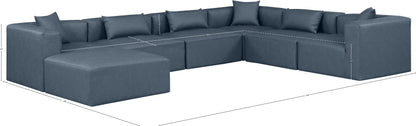 Crescent Navy Blue Faux Leather Modular Sectional Sec7A