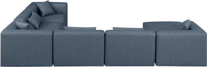 Crescent Navy Blue Faux Leather Modular Sectional Sec7A