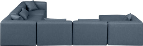 Crescent Navy Blue Faux Leather Modular Sectional Sec7A