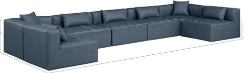 Crescent Navy Blue Faux Leather Modular Sectional Sec7B