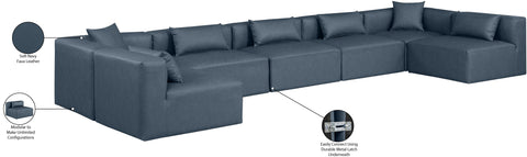 Crescent Navy Blue Faux Leather Modular Sectional Sec7B