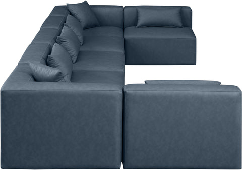 Crescent Navy Blue Faux Leather Modular Sectional Sec7B