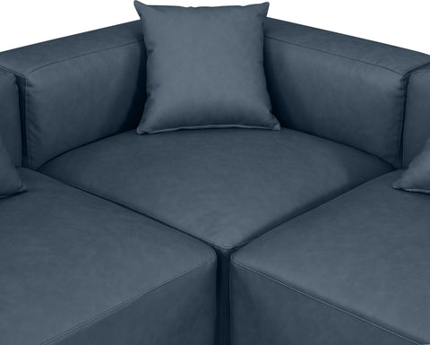Crescent Navy Blue Faux Leather Modular Sectional Sec7B
