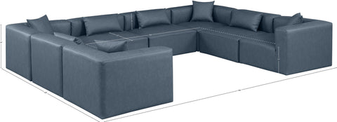 Crescent Navy Blue Faux Leather Modular Sectional Sec8A
