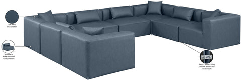 Crescent Navy Blue Faux Leather Modular Sectional Sec8A