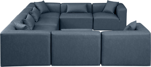 Crescent Navy Blue Faux Leather Modular Sectional Sec8A