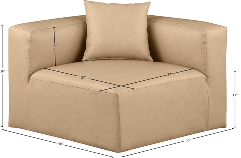 Crescent Tan Faux Leather Corner Chair Corner
