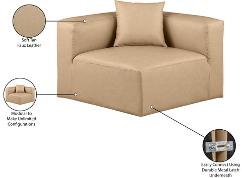 Crescent Tan Faux Leather Corner Chair Corner