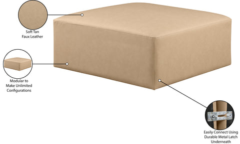 Crescent Tan Faux Leather Ottoman Ott