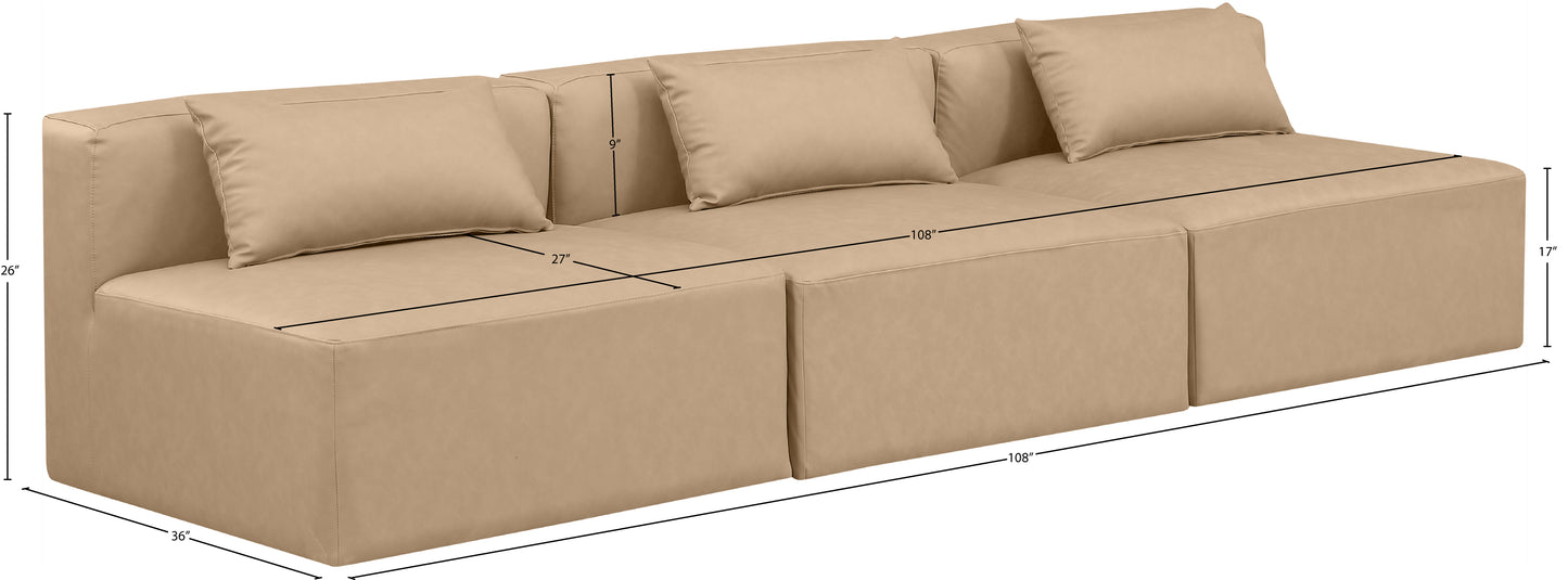 crescent tan faux leather modular sofa s108a